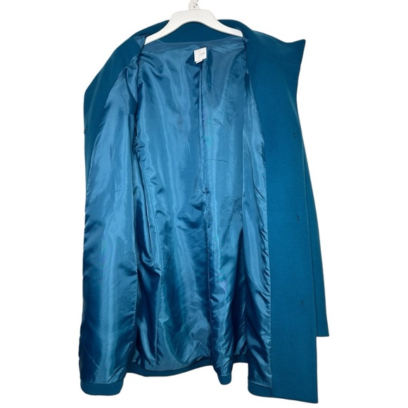 J. Jill Teal Blue Peacoat Coat Jacket Lined Funnel Neck Stretch Size Large - Picture 3 of 7